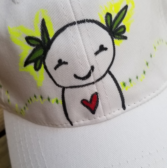 Original Art White Hat Handmade Artwear - Picture 2 of 3